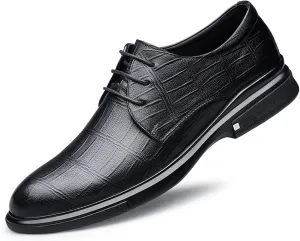 HOOENG Shoes Dress Oxford for Men Lace Up Derby Shoes Plaid Round Toe Leather Block Heel Low Top Non Slip Anti-Slip Wedding