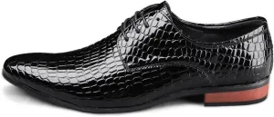 HOOENG Shoes Dress Oxford for Men Lace Up Round Toe Crocodile Embossed Derby Shoes Vegan Leather Non Slip Low Top Anti-Slip Block Heel Party (Color : Black, Size : 11.5)