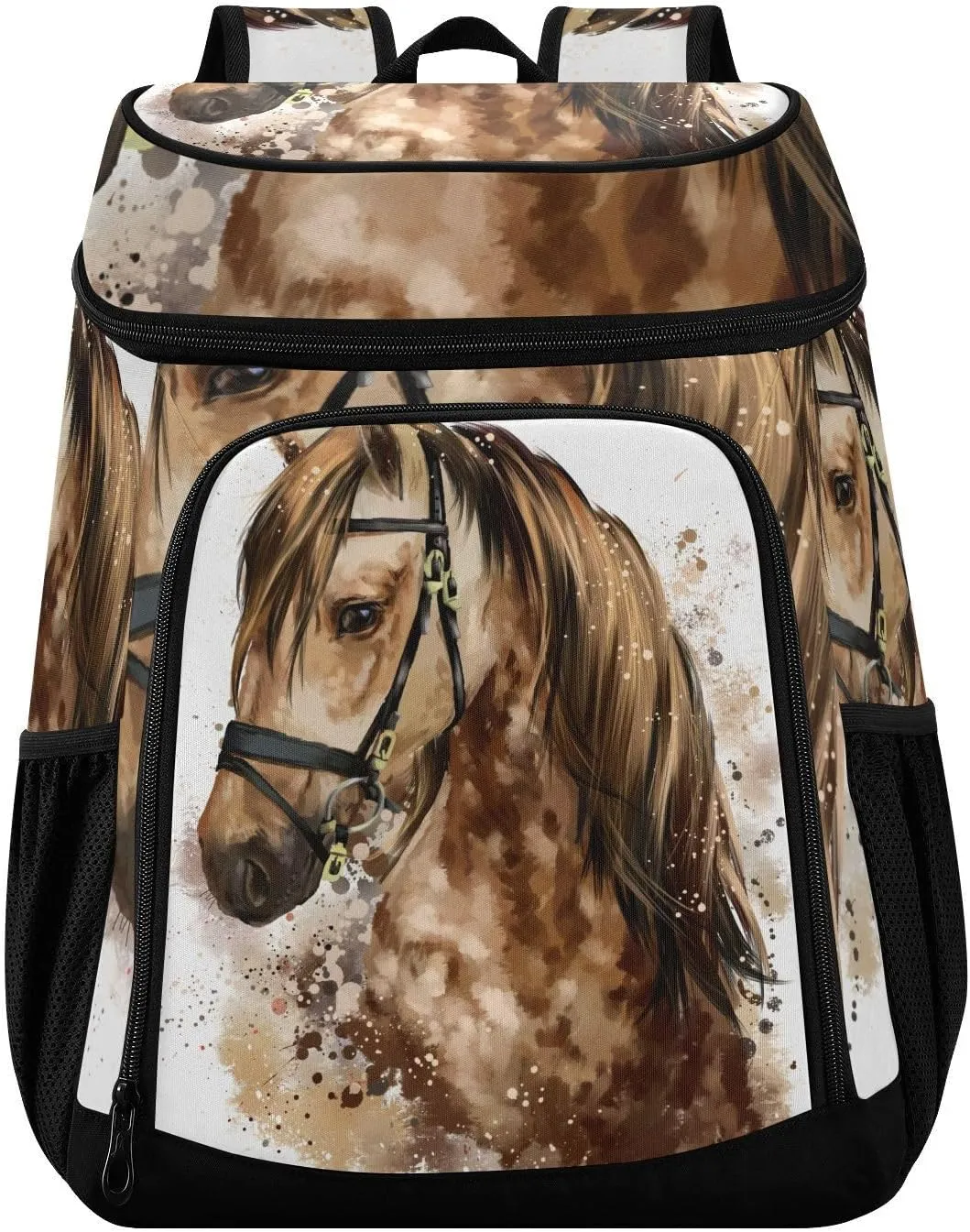 Horse Watercolor Painting Cooler Backpack Cooler Insulated Leak Proof Lunch Backpack 36 Cans Waterproof Soft for Men Women Picnic Hiking Camping Beach