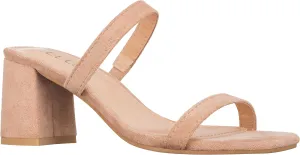 ILLUDE Women’s Block Heel Double Band Square Toe Heeled Sandal Slip On Mule - Lisa