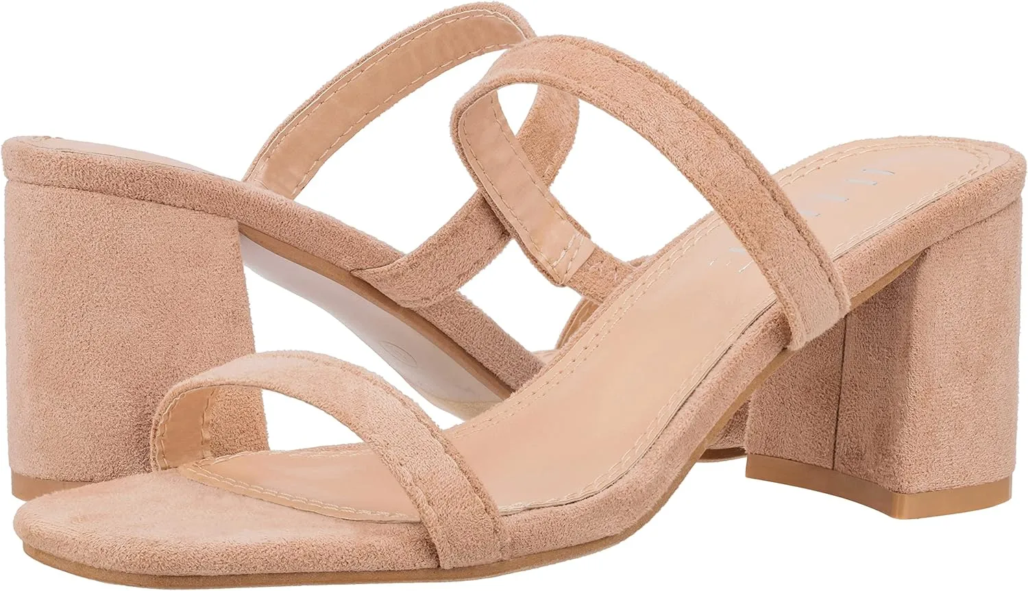 ILLUDE Women’s Block Heel Double Band Square Toe Heeled Sandal Slip On Mule - Lisa