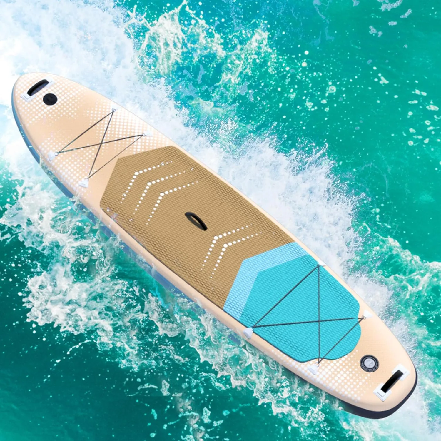 Inflatable 10.5' Stand Up Paddle Board with Strapped Seat, Premium SUP Board Kit, Includes Paddle, Pump, Backpack, Waterproof Bag, Perfect for Yoga, Fishing, and Surfing, Dark Blue & Red