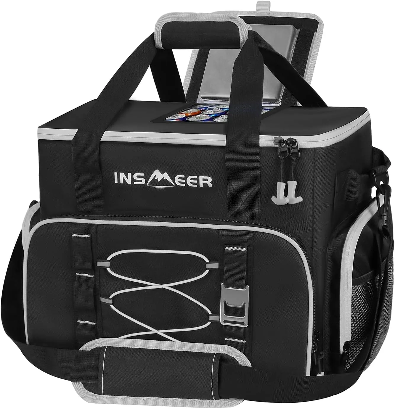 INSMEER Soft Cooler Bag 45L/55Cans, Beach Cooler with Hard Liner, Soft Sided Cooler and Collapsible Coolers Leakproof, Portable Insulated Cooler for Beach, Camping,Travel & Grocery Shopping