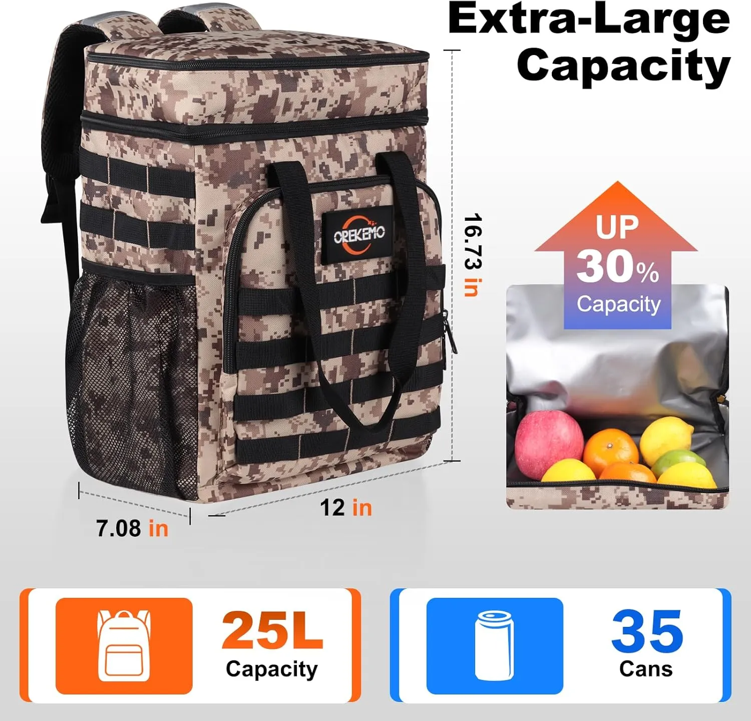 Insulated Cooler Backpack Waterproof Leak-Proof Over-Size Storage for Picnic, Camping, Lunch, Large Soft Cooler Bag Outdoor