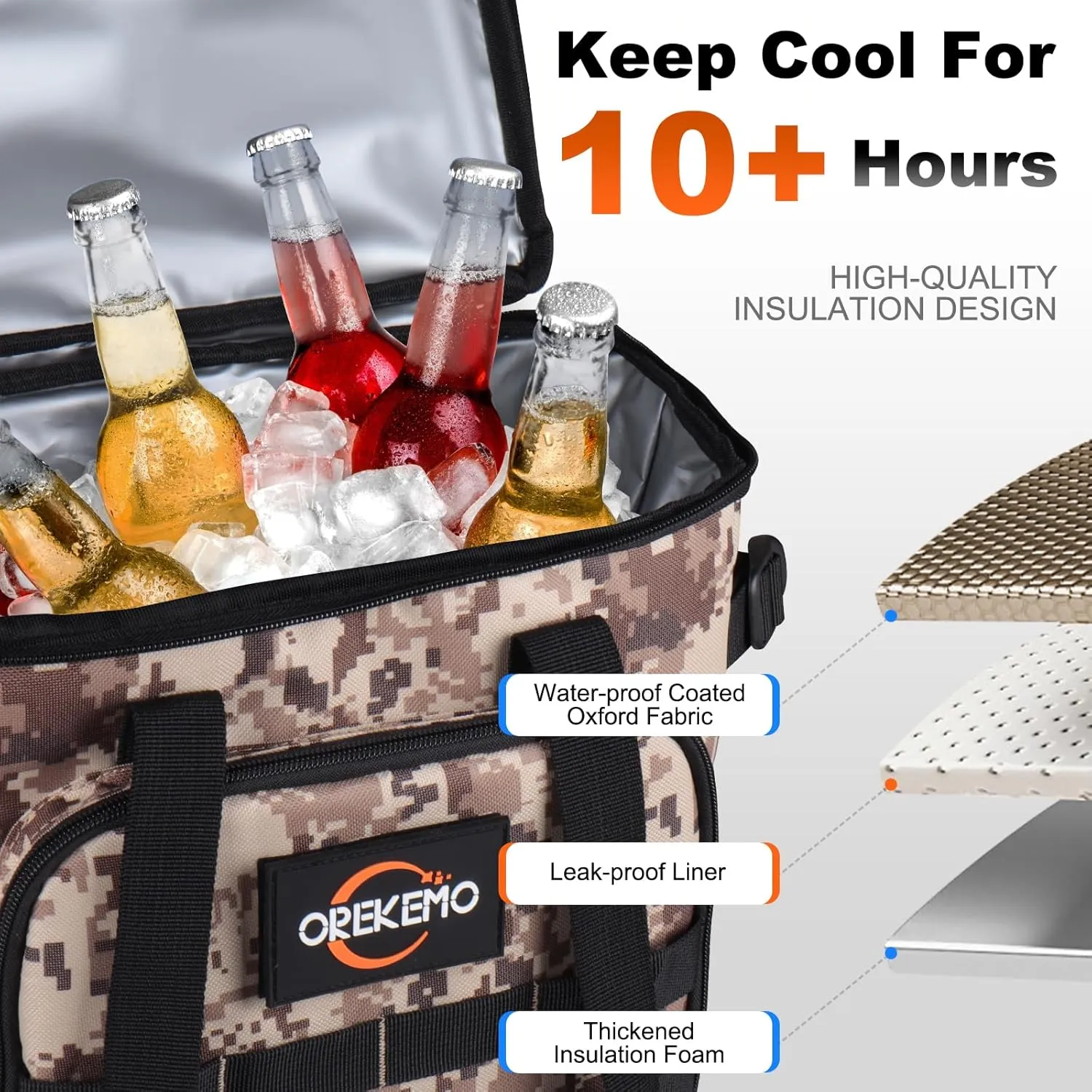 Insulated Cooler Backpack Waterproof Leak-Proof Over-Size Storage for Picnic, Camping, Lunch, Large Soft Cooler Bag Outdoor