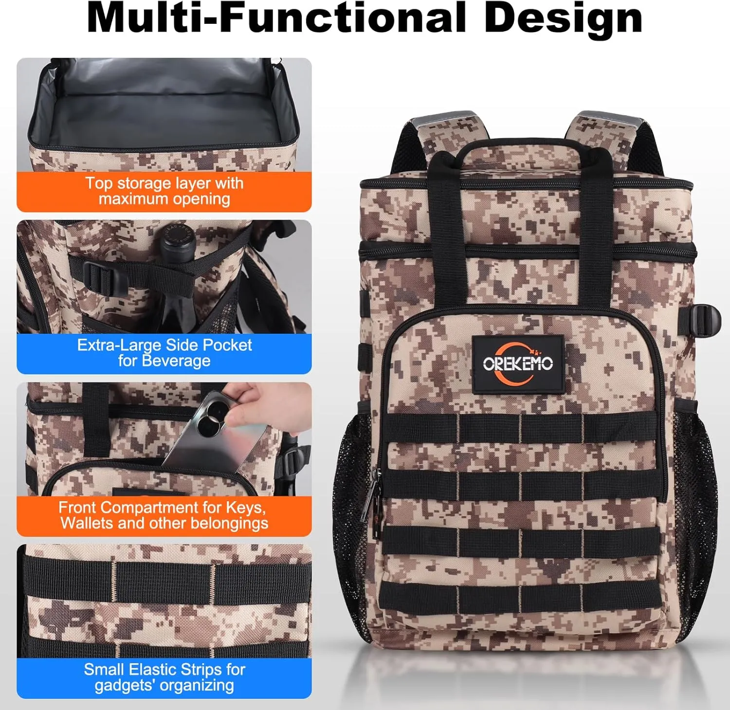 Insulated Cooler Backpack Waterproof Leak-Proof Over-Size Storage for Picnic, Camping, Lunch, Large Soft Cooler Bag Outdoor