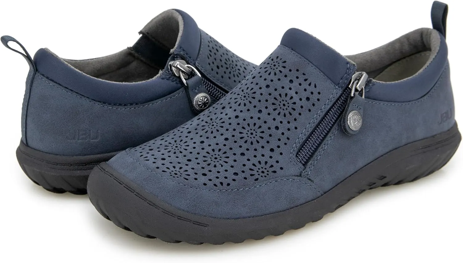 JBU Women's Loafer Side Zipper Slip On Comfort Casual Oxford Flat