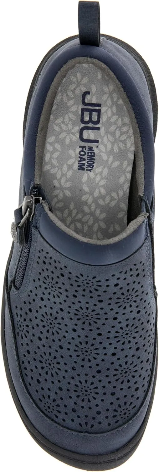 JBU Women's Loafer Side Zipper Slip On Comfort Casual Oxford Flat
