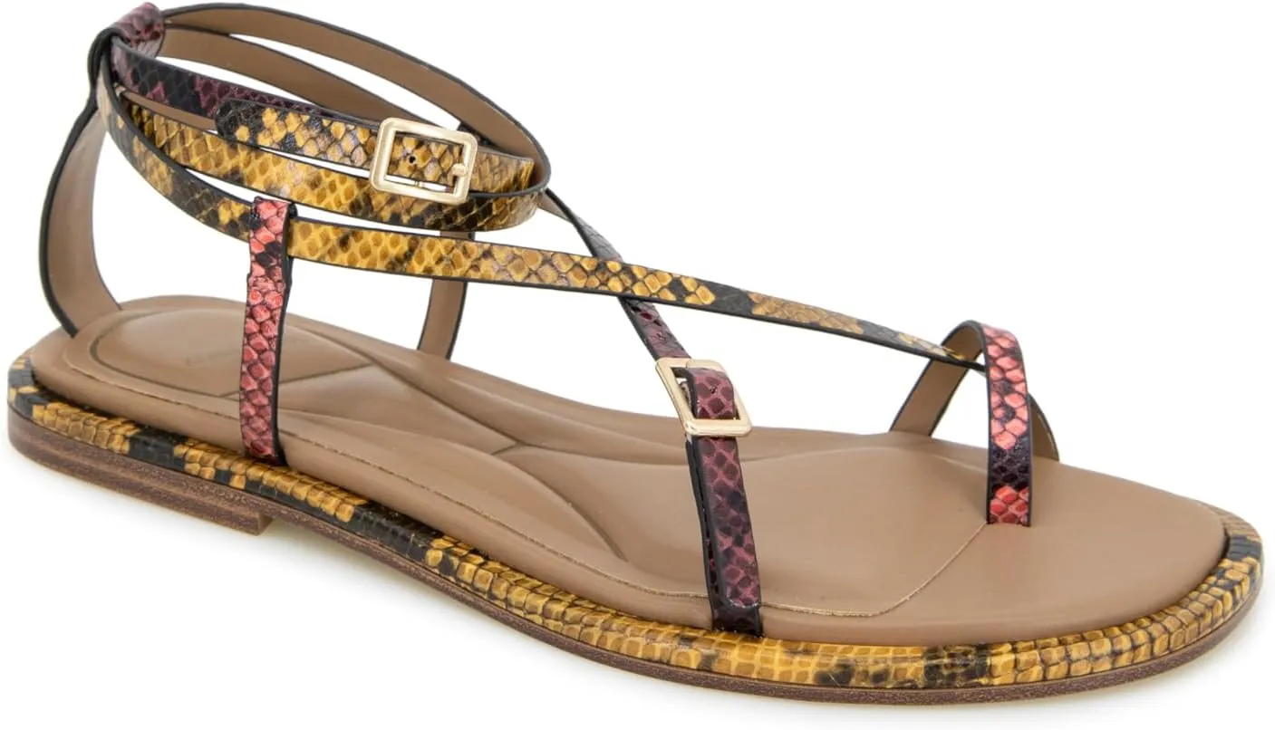 Kenneth Cole New York Women's Paros Flat Sandal, Multi Postal Snake, 11