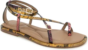 Kenneth Cole New York Women's Paros Flat Sandal, Multi Postal Snake, 11