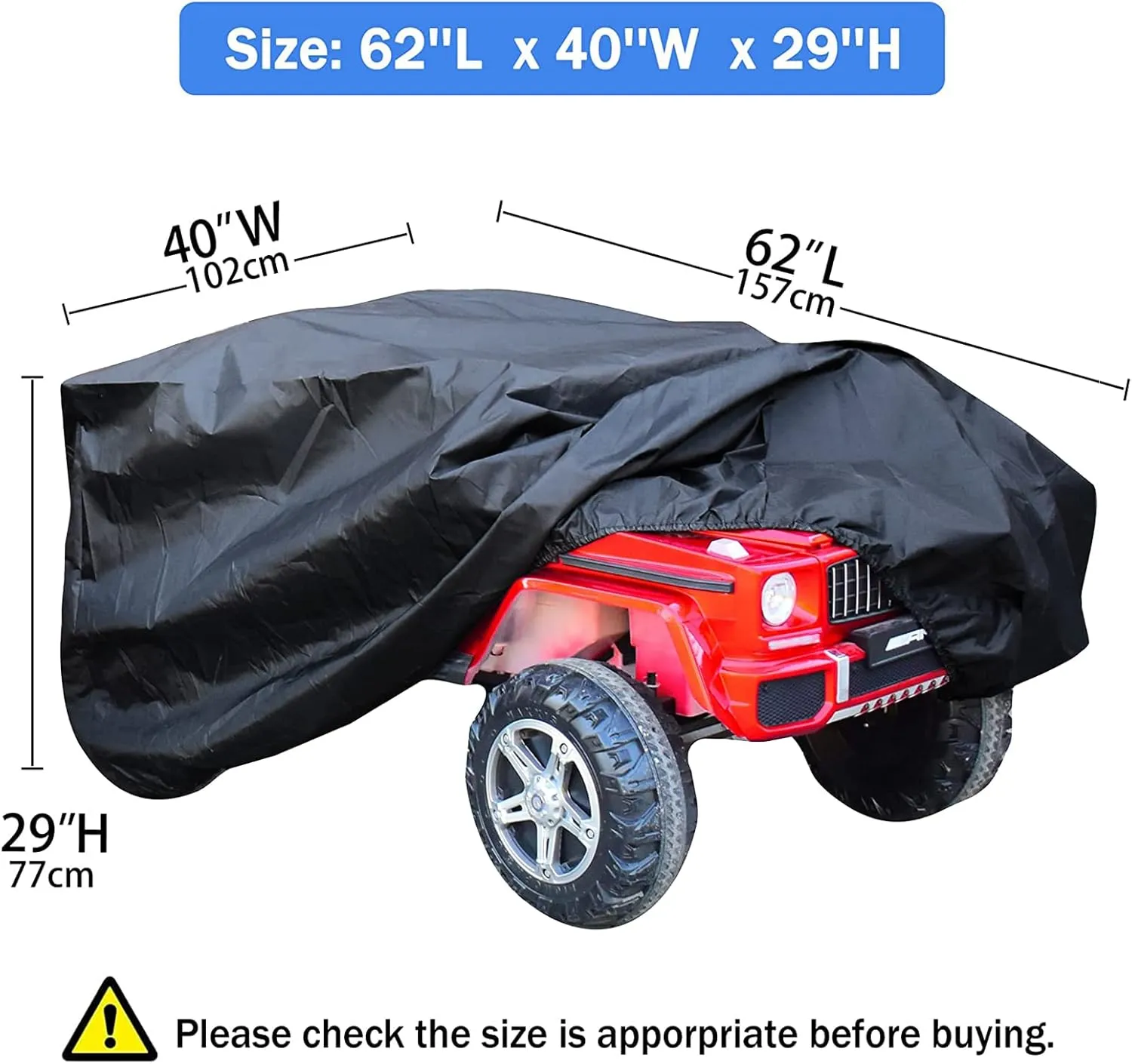 Kids Ride-On Toy Car Cover, 62 x 40 x 29inch Outdoor Water Resistant Protection Cover Power Wheels Cover Waterproof for Children Wheels Toy Electric Car