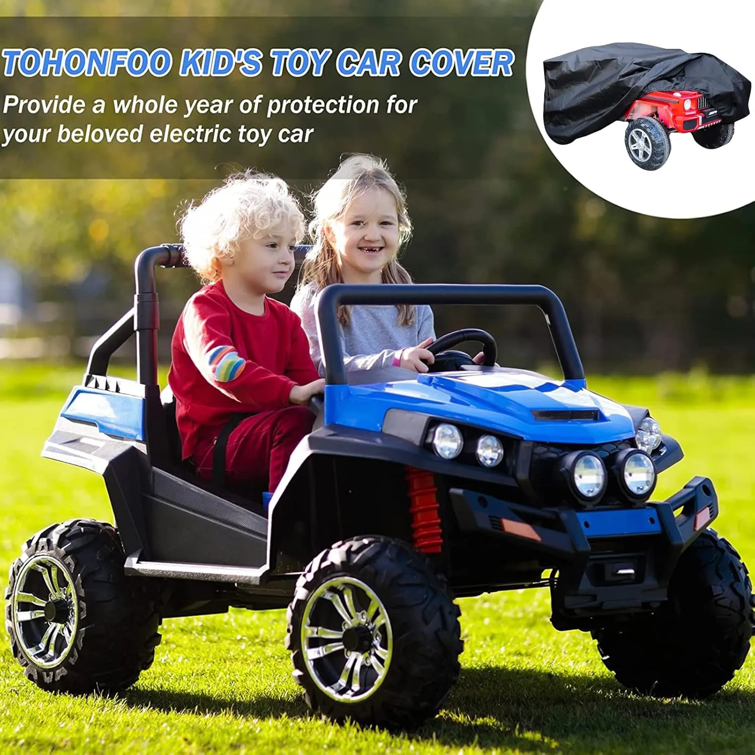 Kids Ride-On Toy Car Cover, 62 x 40 x 29inch Outdoor Water Resistant Protection Cover Power Wheels Cover Waterproof for Children Wheels Toy Electric Car