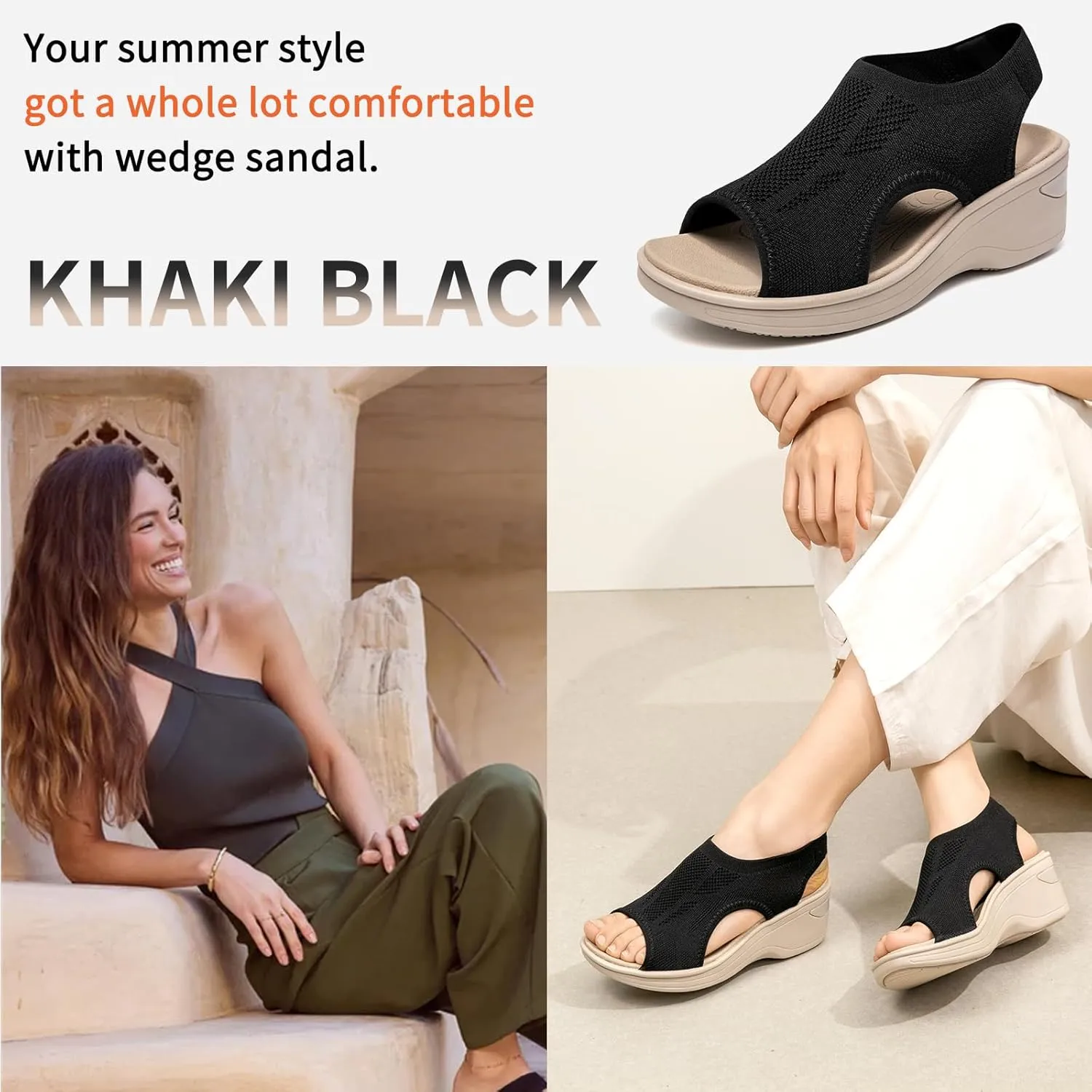 KOIMED Women's Comfortable Platform Walking Sandals With Memory Foam Open Toe Lightweight Breathable Soft Mesh Washable For Summer Travel Casual Beach Outdoor Sport