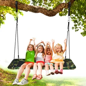 KOTEK 60'' Giant Platform Tree Swing for Kids & Adults, 700lb Outdoor Rectangle Swing Sets for Backyard, Steel Frame, 2 Hanging Straps, Carabiners & Swivel, Easy Setup, Flat Swingset (Camo Green)