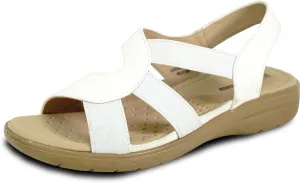 KOZI Women Comfort Casual Wedge Sandal Slip-On Loafer OY3132 Elasticized Band Open Round Toe Black Flower Navy Red White