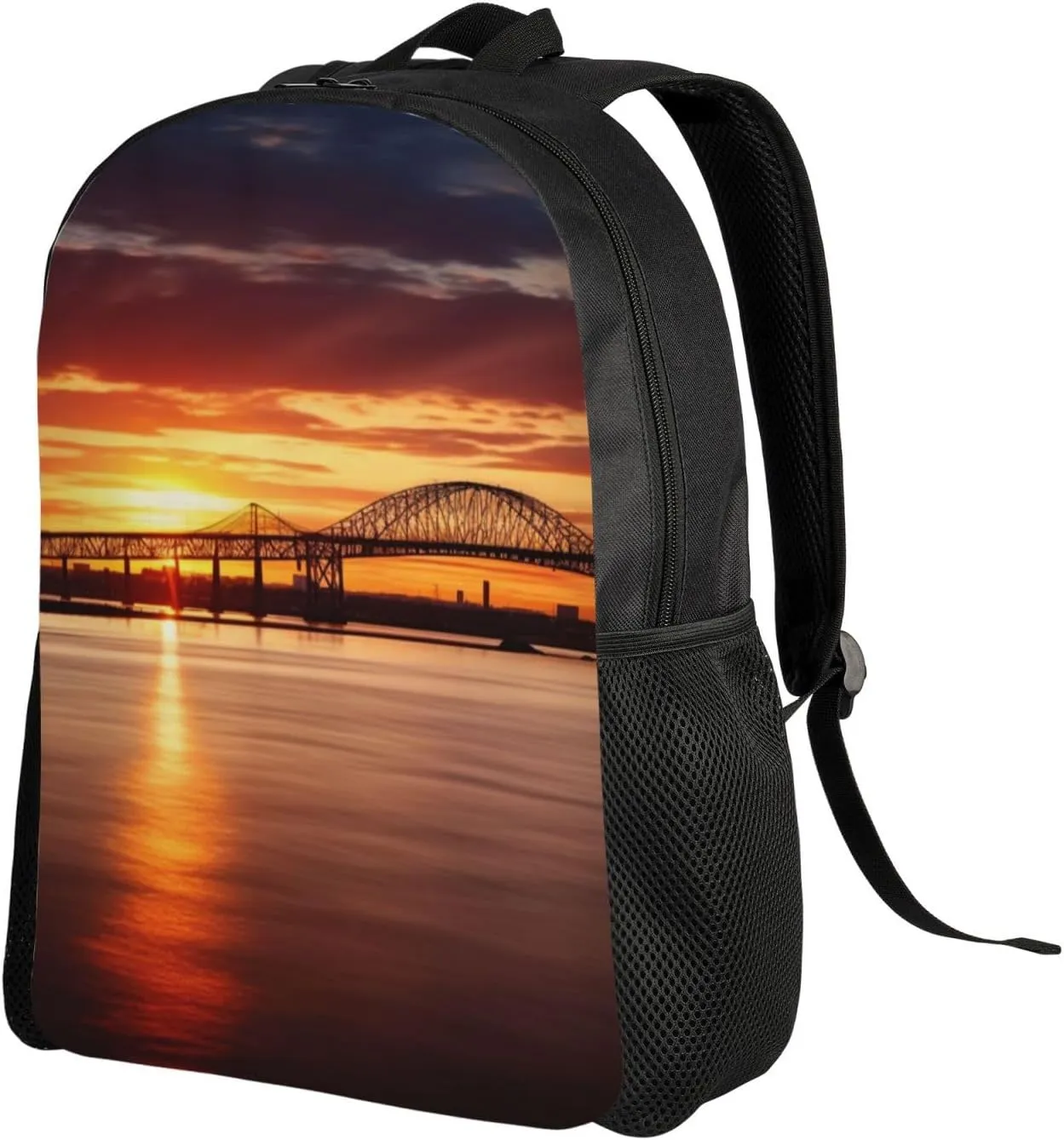 Laptop Backpack 16.1 Inch with Compartment Bridge and Sunset Laptop Bag Lightweight Casual Daypack for Travel