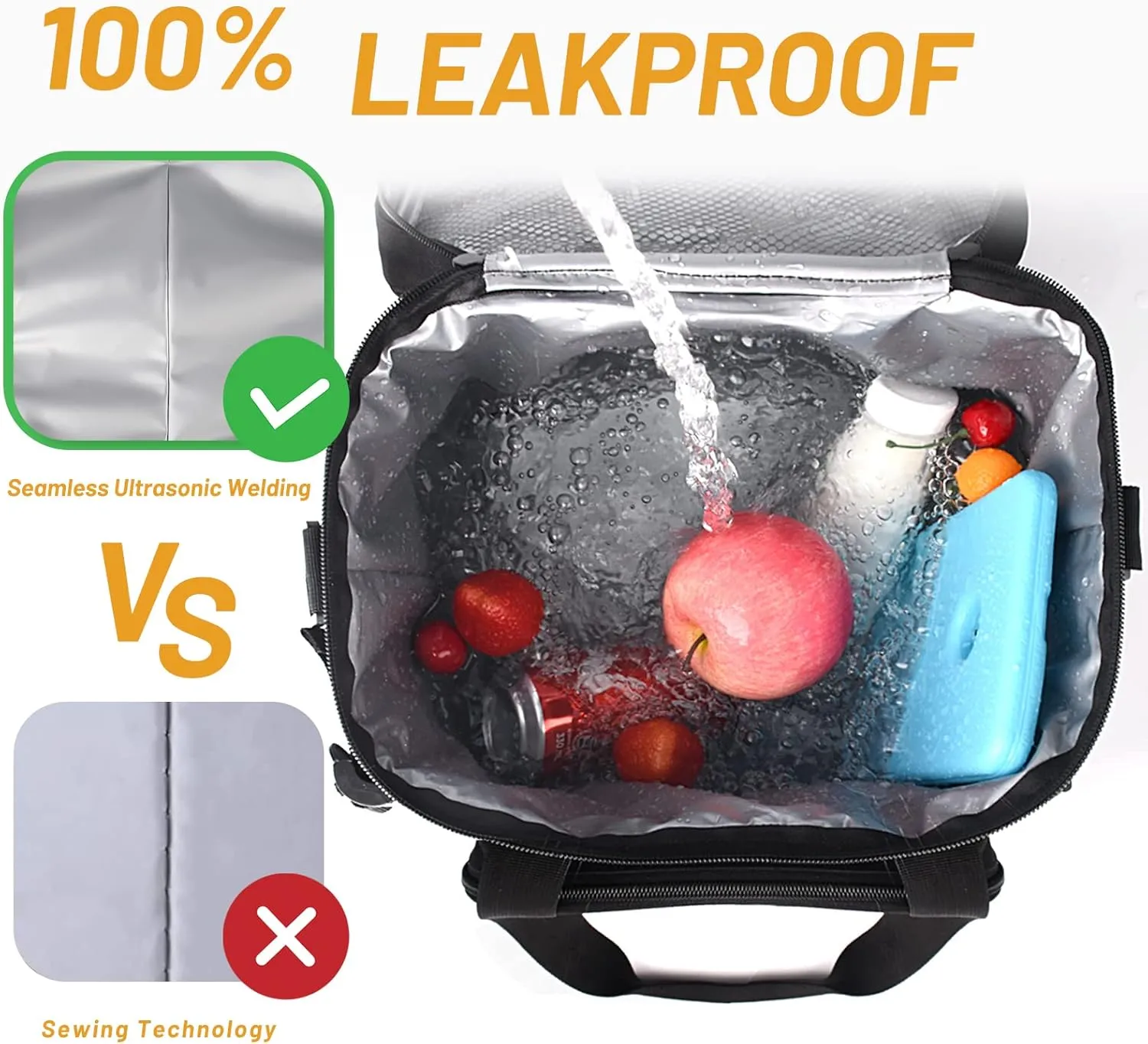 Large Lunch Bag Insulated Lunch Box,Freezable Lunch Cooler Bag for Adult Men Women- 15L Insulated Lunch Bag Leakproof Mens Lunchbox for Work Office Picnic (Gray)