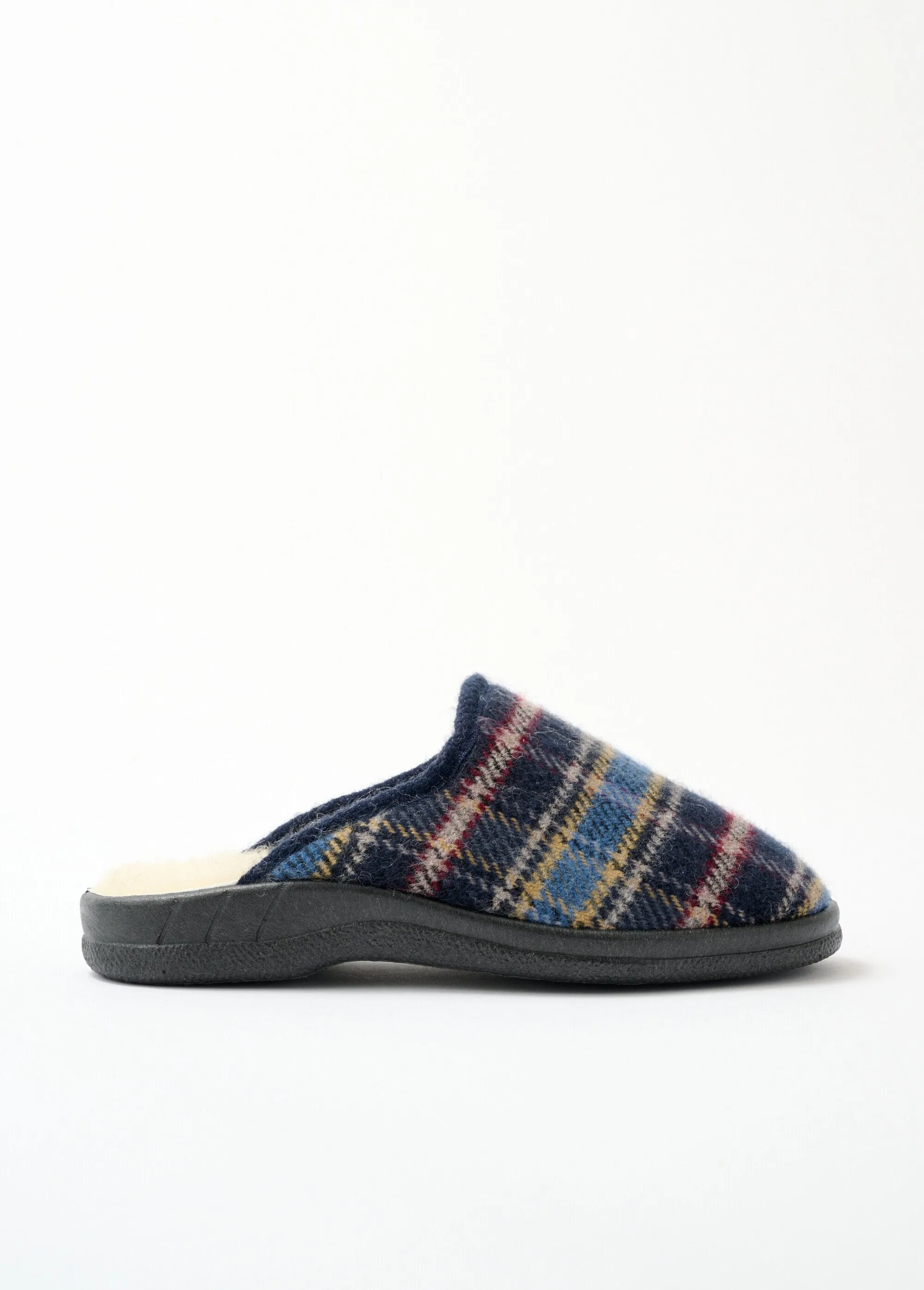Large width wool-lined mule slipper
