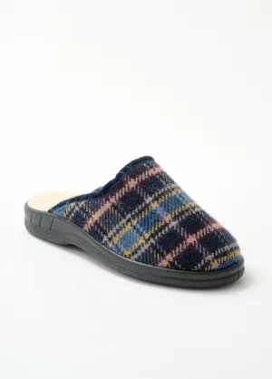 Large width wool-lined mule slipper