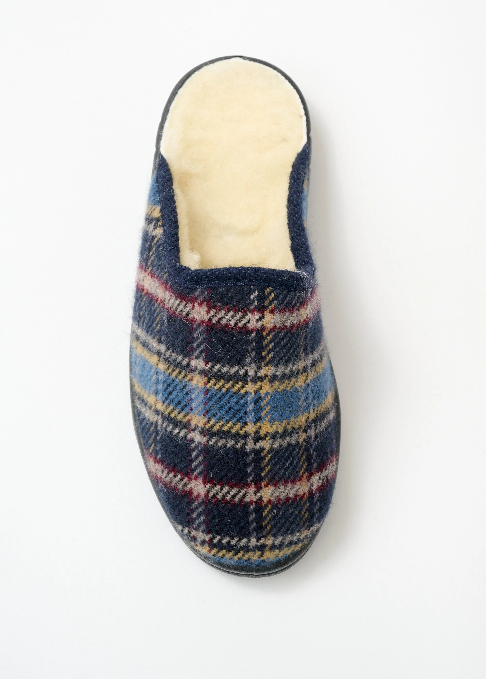 Large width wool-lined mule slipper
