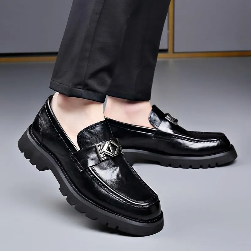 Leather Shoes Classic Men's Leather Dress Shoes Mens Slip On Dress Shoes Luxury Genuine Leather Men's Classic Lace-up Formal Oxfords(10.5)