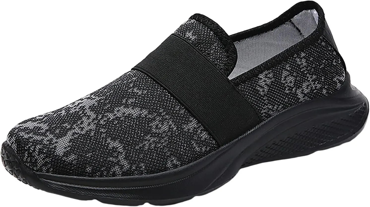 Leisure Women's Slip On Travel Soft Sole Comfortable Shoes Outdoor Mesh Runing Fashion Casual Dress Shoes for Girls (Black, 7)
