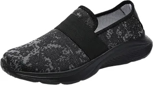 Leisure Women's Slip On Travel Soft Sole Comfortable Shoes Outdoor Mesh Runing Fashion Casual Dress Shoes for Girls (Black, 7)
