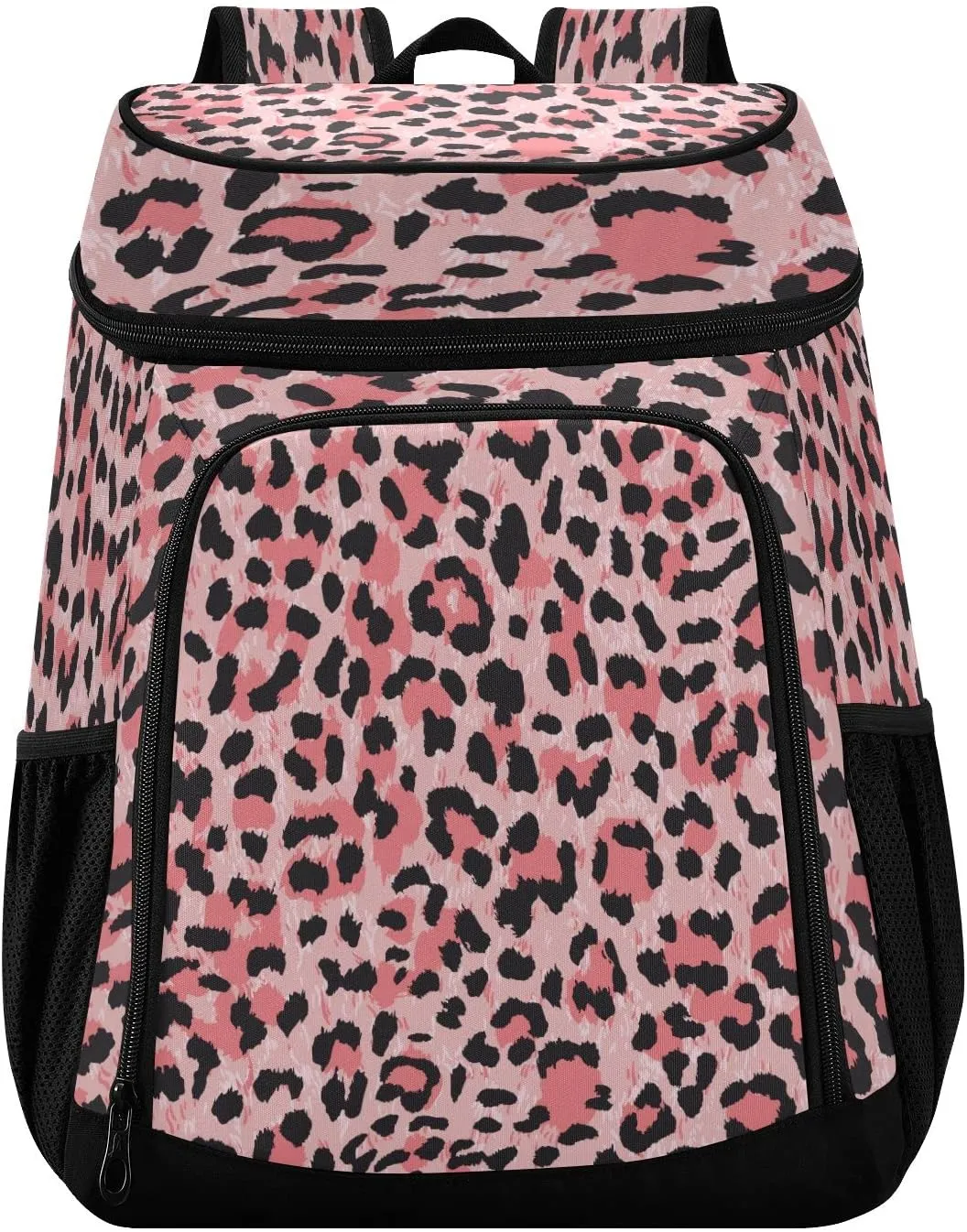 Leopard Pink Cooler Backpack Insulated Waterproof Leak Proof Beach Cooler Bag Lightweight Lunch Picnic Camping Backpack Cooler for Men and Women