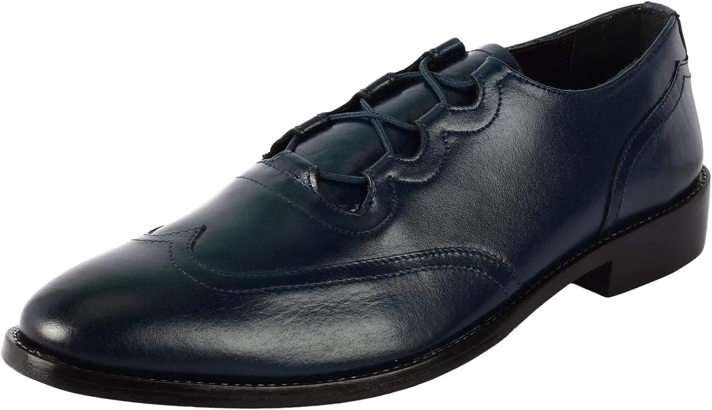 LIBERTYZENO Mens Genuine Leather Adults Wingtip Lace Up Oxford Dress Shoes for Prom Graduation