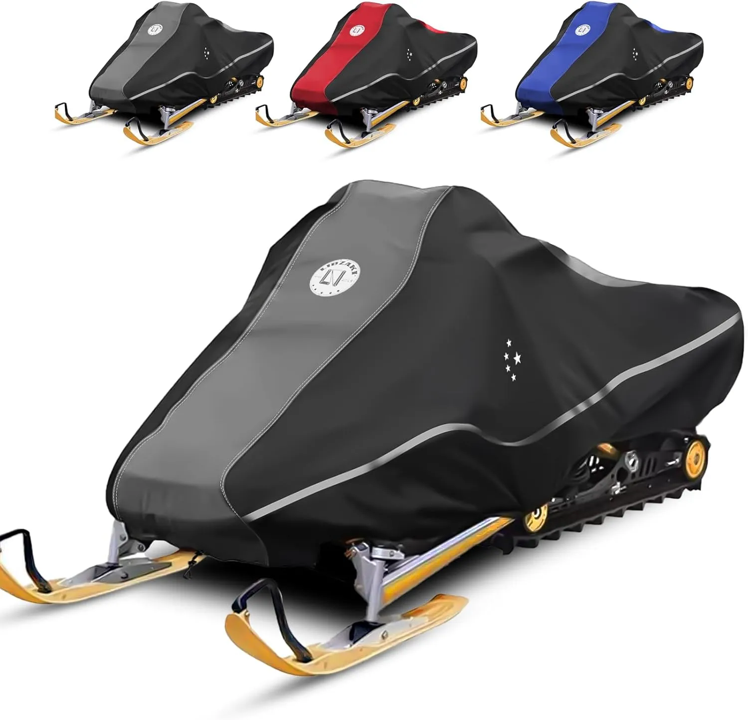 LIBZAKI Snowmobile Cover Waterproof Sled Ski Cover 600D Heavy Duty Oxford Fabric Freeze-Resistant Down to -40°F Compatible with Polaris,Ski-Doo,Arctic Cat,Yamaha,Lynx,Camso,CFMOTO 126"-145" Gray