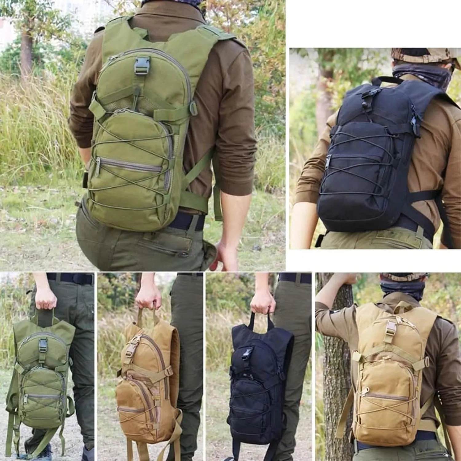 liuwei Military Molle Tactical Backpack,Outdoor Travel 15L Waterproof Oxford MOLLE Army Backpack, Breathable daypack Bag for Climbing Trekking Hiking Sports,Acu