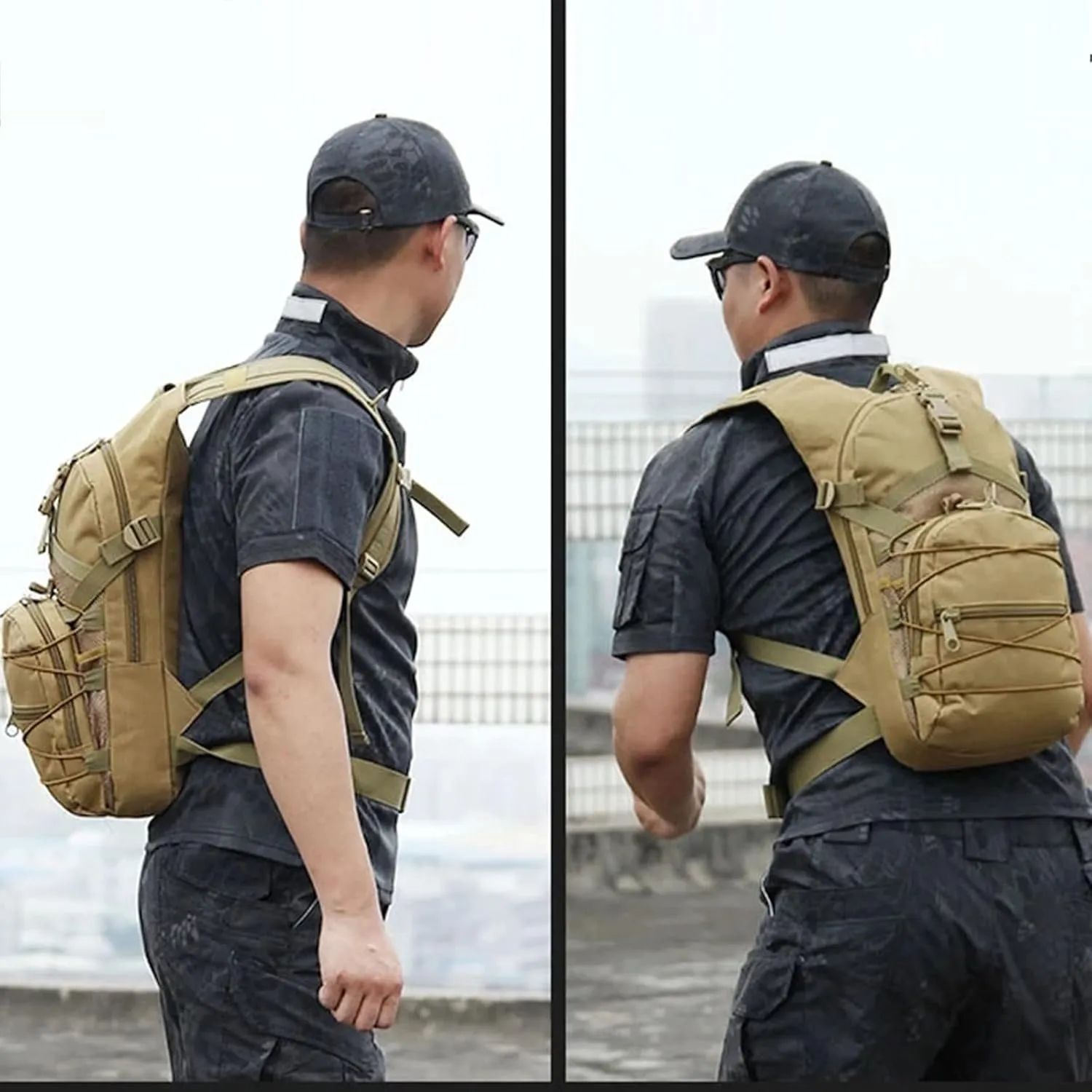 liuwei Military Molle Tactical Backpack,Outdoor Travel 15L Waterproof Oxford MOLLE Army Backpack, Breathable daypack Bag for Climbing Trekking Hiking Sports,Acu