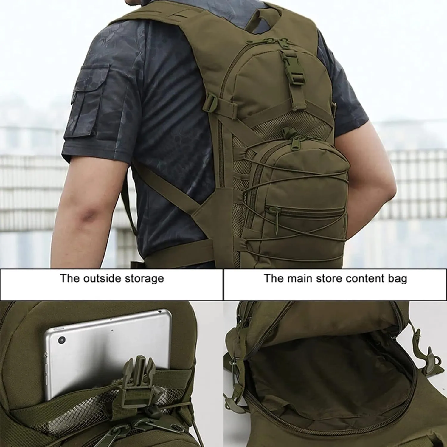 liuwei Military Molle Tactical Backpack,Outdoor Travel 15L Waterproof Oxford MOLLE Army Backpack, Breathable daypack Bag for Climbing Trekking Hiking Sports,Acu