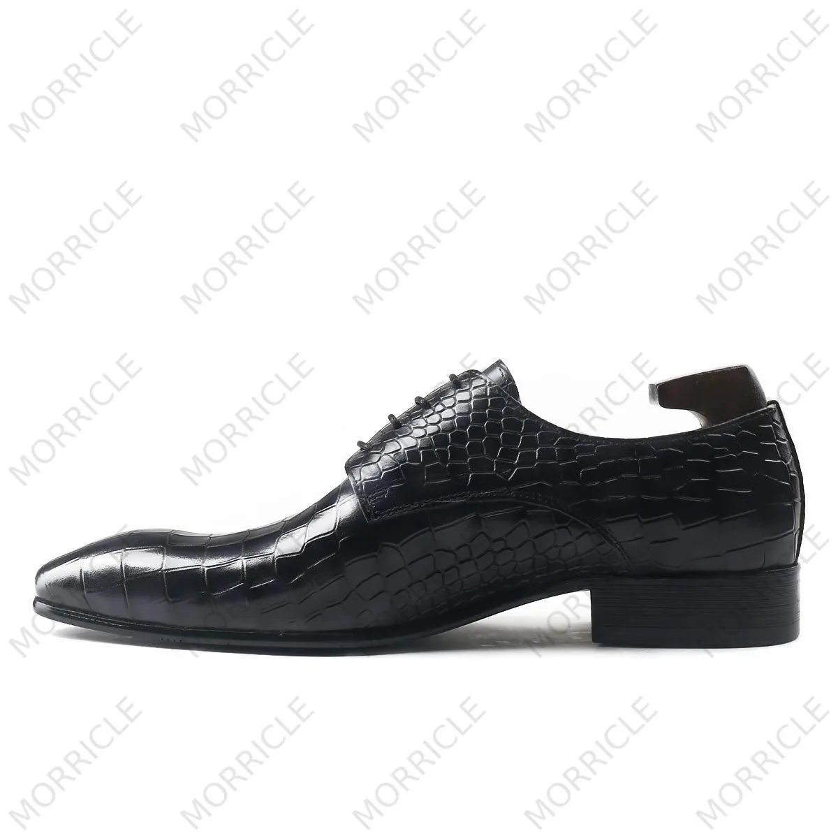 Luxurious Lace Up Crocodile Derby Shoes