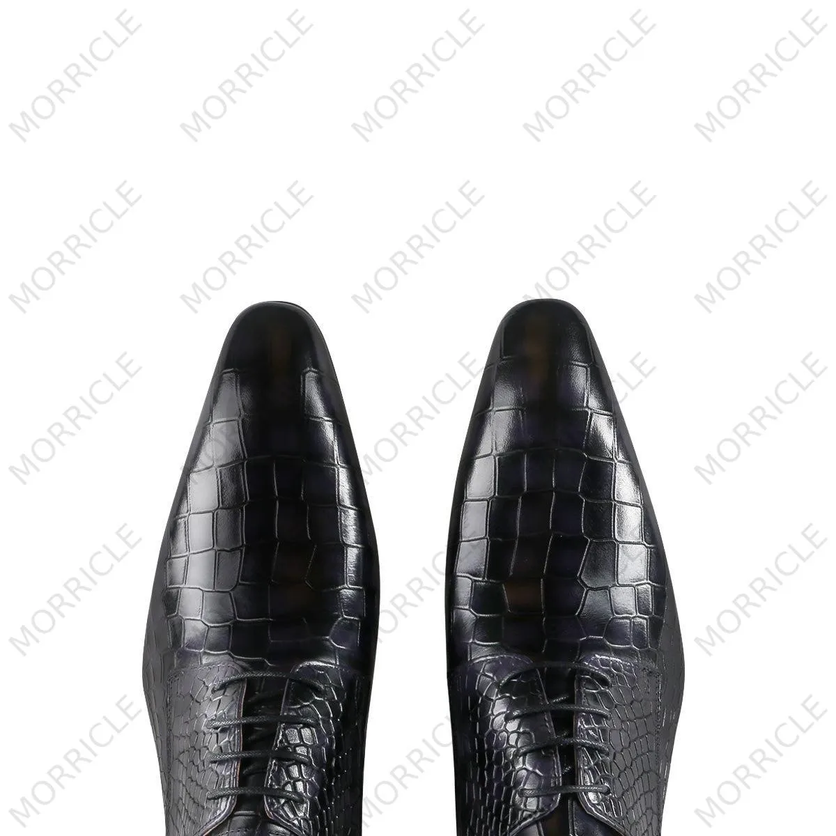 Luxurious Lace Up Crocodile Derby Shoes