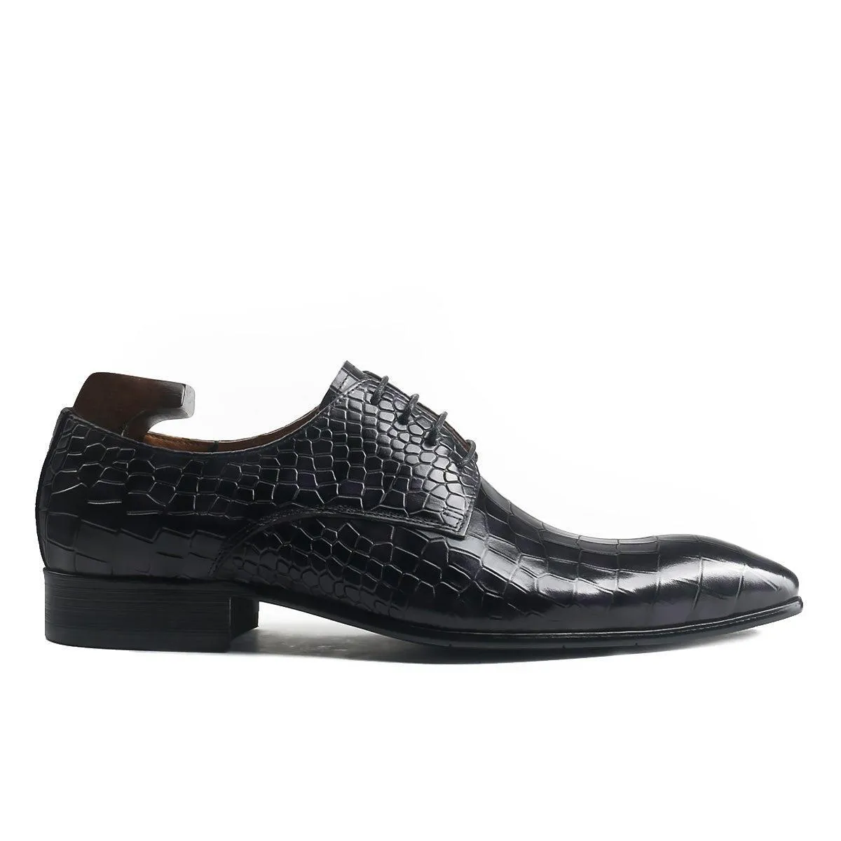 Luxurious Lace Up Crocodile Derby Shoes