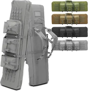 Magshion 36/40/42/47 Inch Soft Double Rifle Case, Long Gun Bags for Pistol Firearm Storage and Transportation, Hunting Shooting Range Tactical Rifle Backpack with Lockable Zipper and Molle System