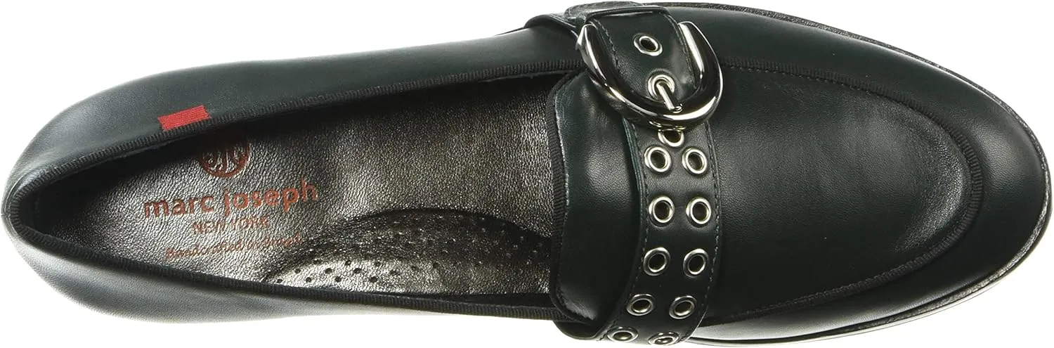 Marc Joseph New York Women's Leather Buckle Loafer with Grommet Detail