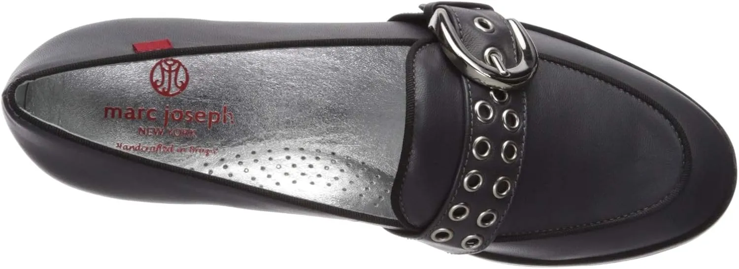 Marc Joseph New York Women's Leather Buckle Loafer with Grommet Detail
