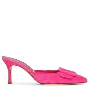 Maysale 70 pink suede mules