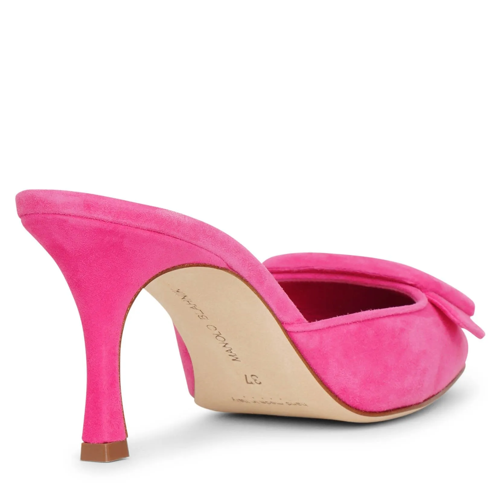 Maysale 70 pink suede mules