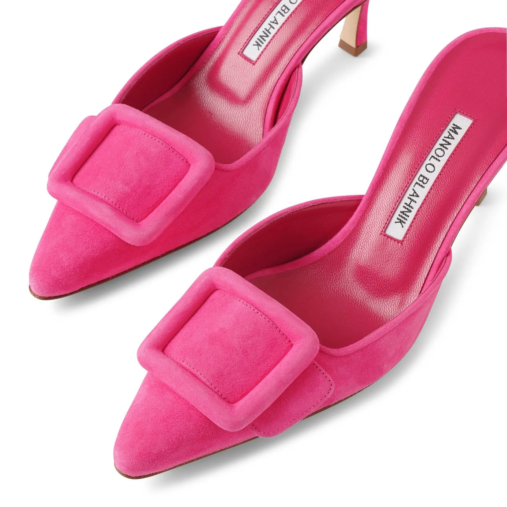 Maysale 70 pink suede mules