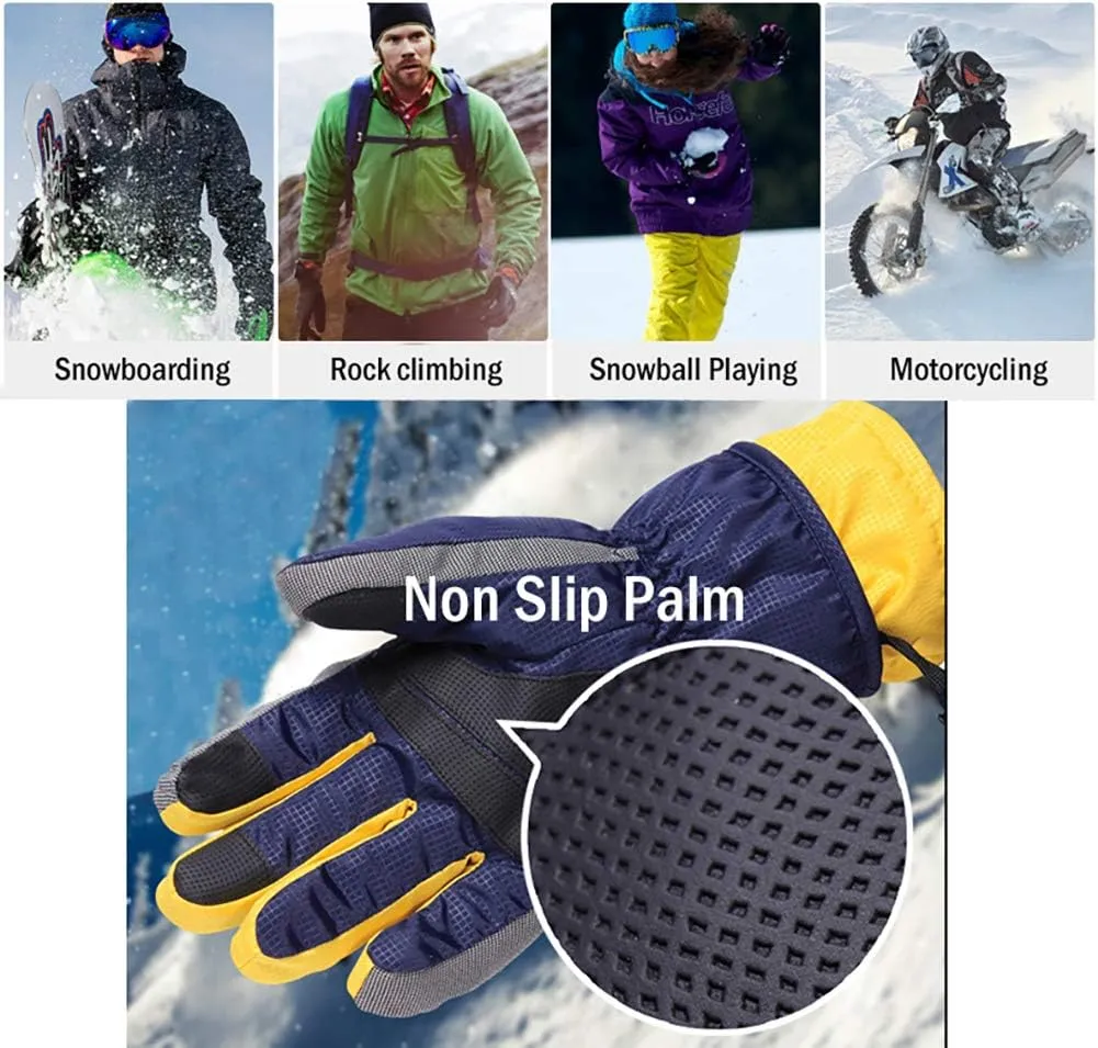 Men Winter Motorcycle Ski Snow Gloves Waterproof Windproof Fleece Warm Mitten