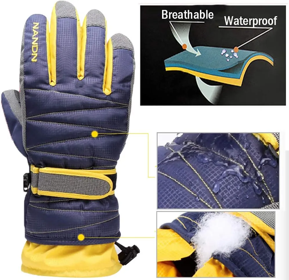 Men Winter Motorcycle Ski Snow Gloves Waterproof Windproof Fleece Warm Mitten