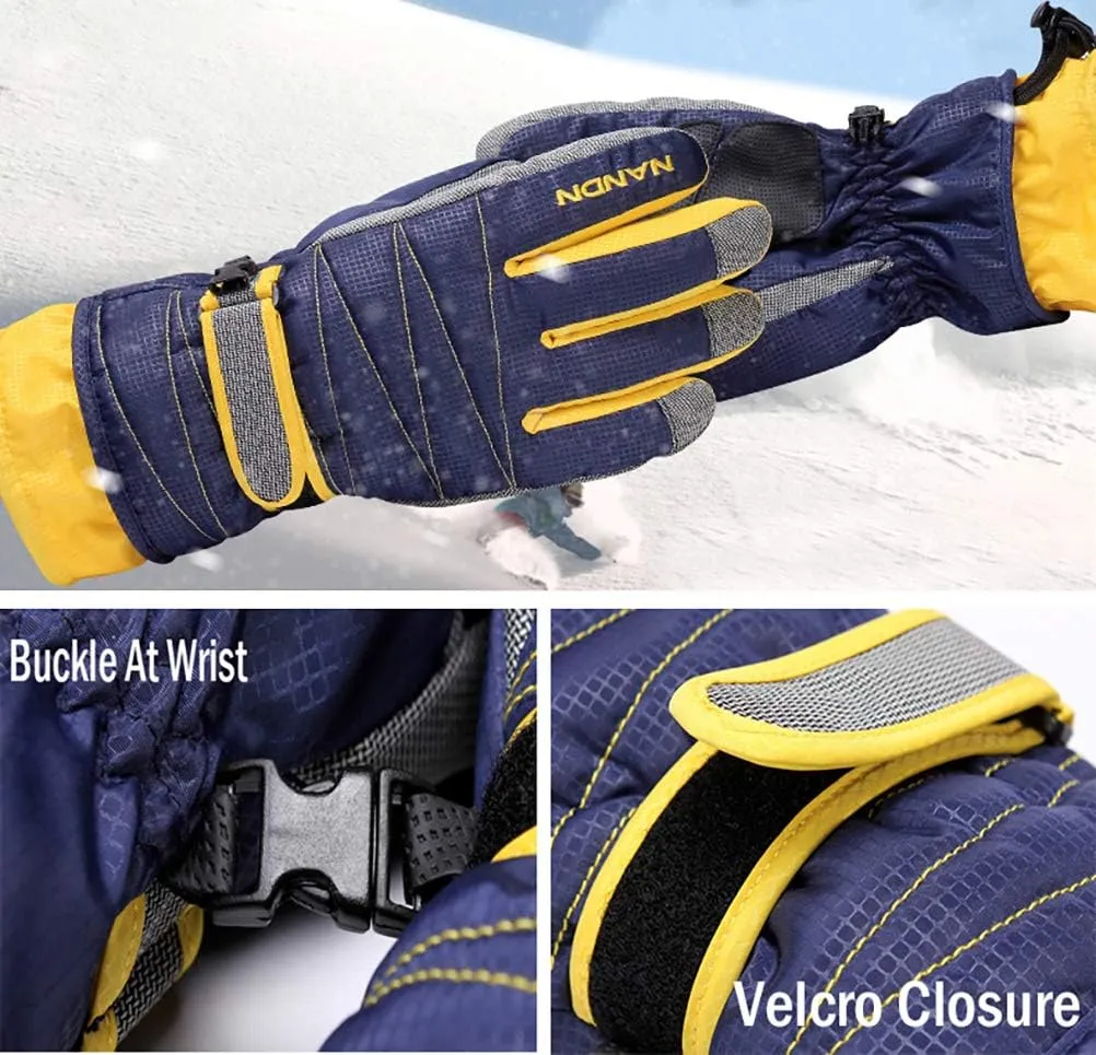 Men Winter Motorcycle Ski Snow Gloves Waterproof Windproof Fleece Warm Mitten