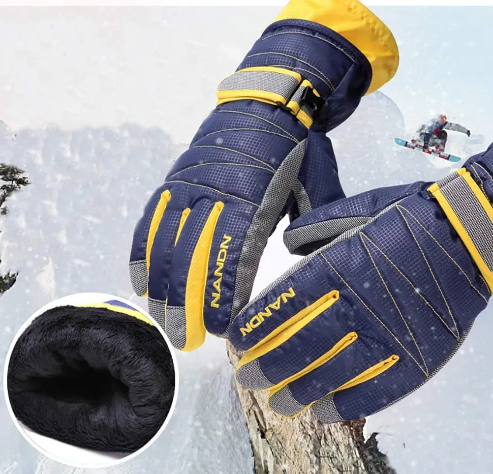 Men Winter Motorcycle Ski Snow Gloves Waterproof Windproof Fleece Warm Mitten