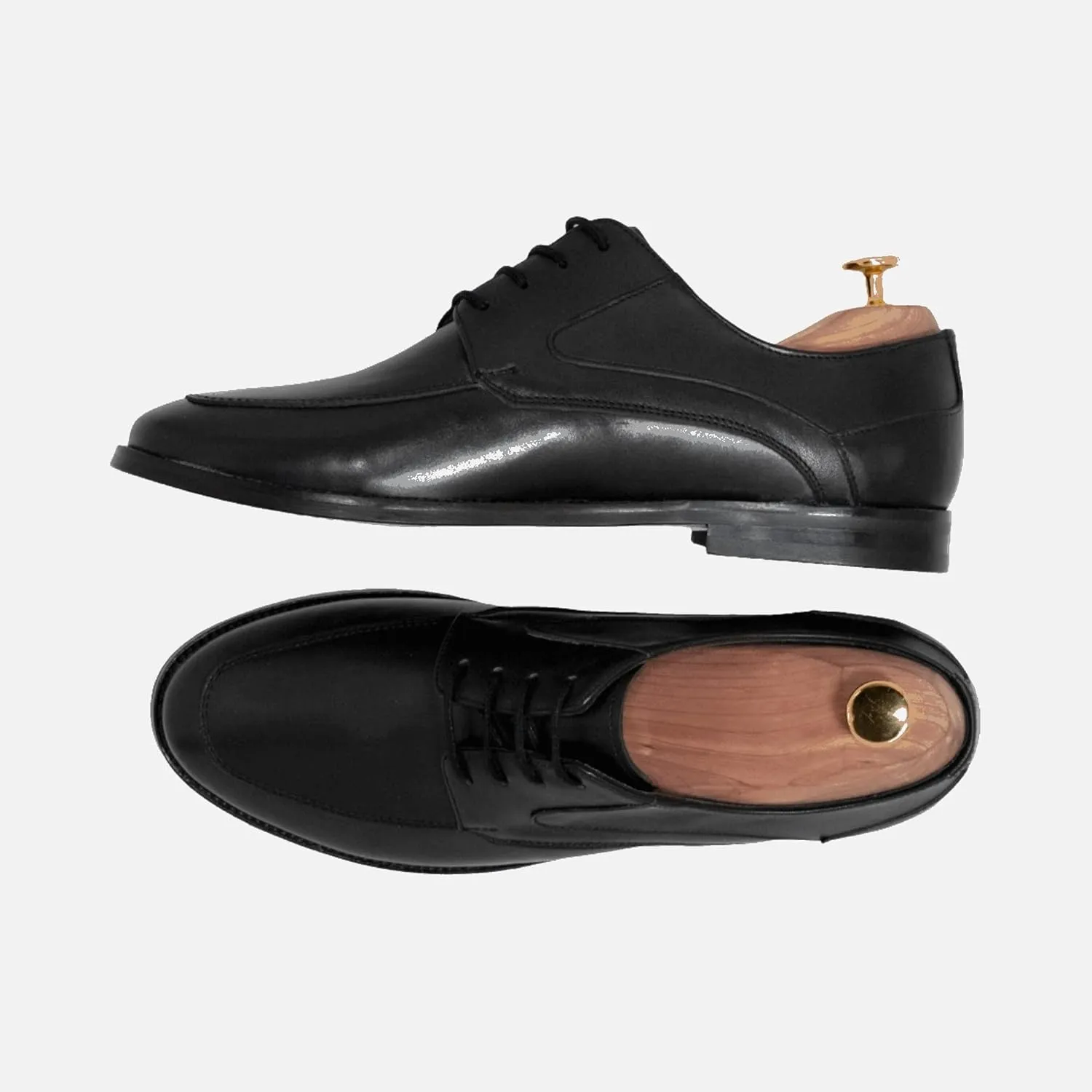 Men's Black Leather Derby Shoes – Handmade Premium Formal Dress Shoes – Comfortable & Durable for Office or Events