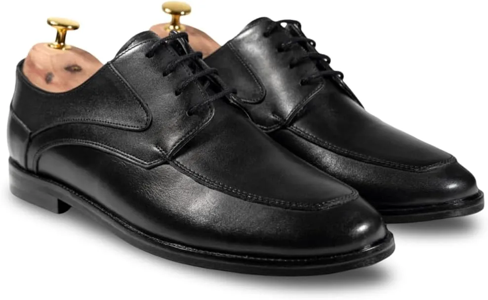 Men's Black Leather Derby Shoes – Handmade Premium Formal Dress Shoes – Comfortable & Durable for Office or Events