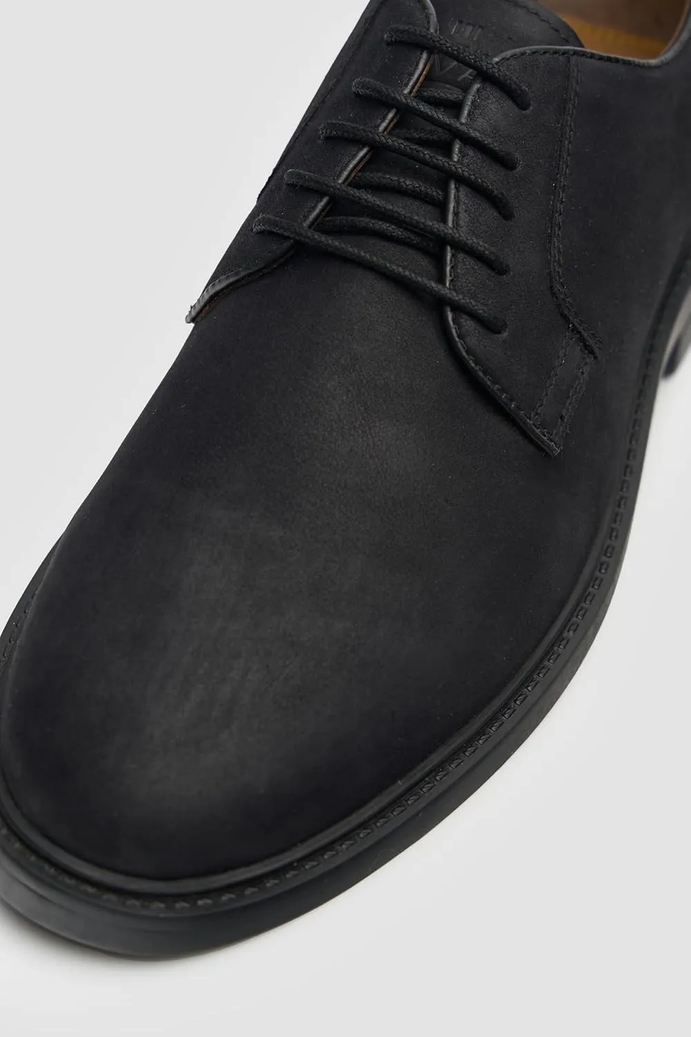 Men’s Black Suede Derby Shoes - Business Wedding Lace Up Plain Toe Dress Shoes