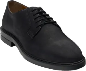 Men’s Black Suede Derby Shoes - Business Wedding Lace Up Plain Toe Dress Shoes